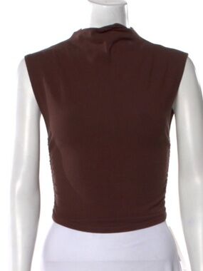 Reformation Mock Neck Sleeveless Crop Top in Brown, Women's M